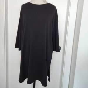 Black Crepe Knit Tunic Dress